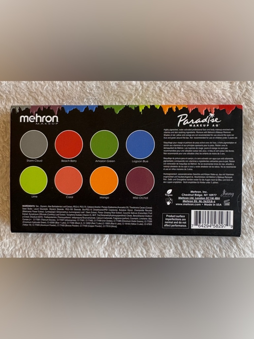 Mehron Paradise Tropical 8-Color Magnetic Palette - Vibrant Rainbow Shades - Picture 2 of 9